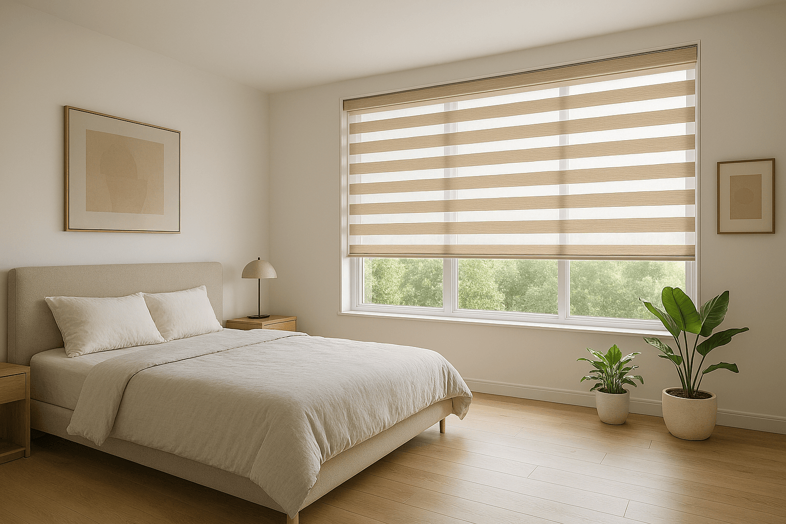 Persianas y cortinas modernas instaladas en hogar residencial